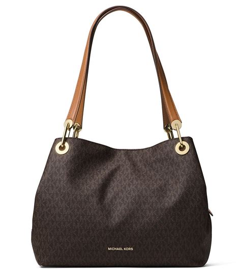 michael michael kors raven logo large shoulder bag brown|Michael Kors Raven Large Shoulder Bag .